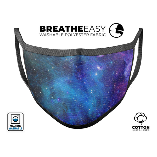 Azure Nebula - Made in USA Mouth Cover Unisex Anti-Dust Cotton Blend Reusable & Washable Face Mask with Adjustable Sizing for Adult or Child
