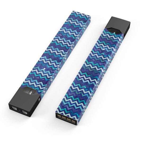 Blue Multi Watercolor Chevron - Premium Decal Protective Skin-Wrap Sticker compatible with the Juul Labs vaping device