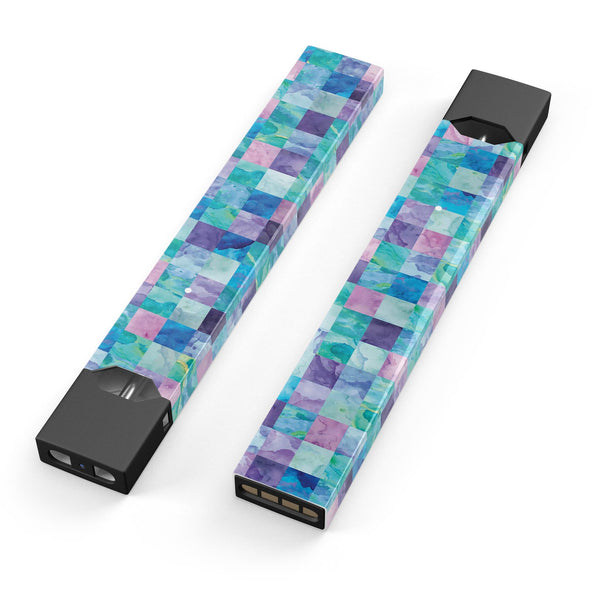 Blue Pink and Purple Watercolor Patchwork - Premium Decal Protective Skin-Wrap Sticker compatible with the Juul Labs vaping device
