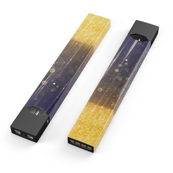 Blue Stratched Streaks with Unfocused Gold Sparkles - Premium Decal Protective Skin-Wrap Sticker compatible with the Juul Labs vaping device