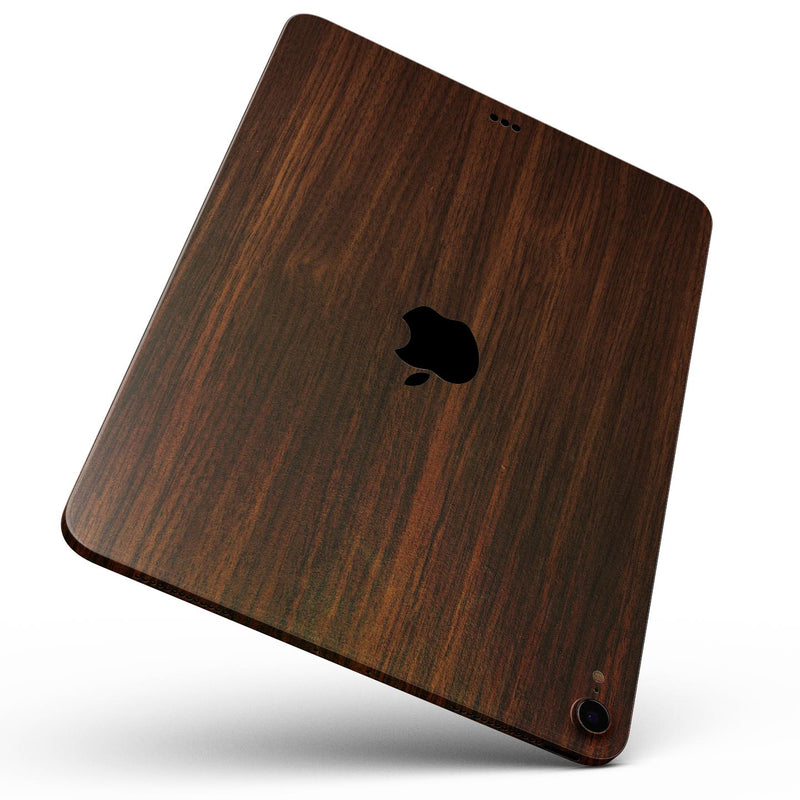 Dark Walnut Stained Wood - Full Body Skin Decal for the Apple iPad Pro 12.9", 11", 10.5", 9.7", Air or Mini (All Models Available)