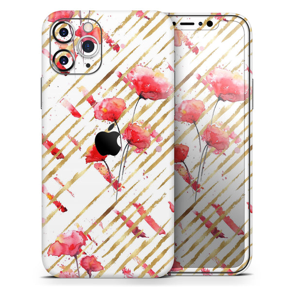 Karamfila Watercolo Poppies V10 - Skin-Kit compatible with the Apple iPhone 12, 12 Pro Max, 12 Mini, 11 Pro or 11 Pro Max (All iPhones Available)