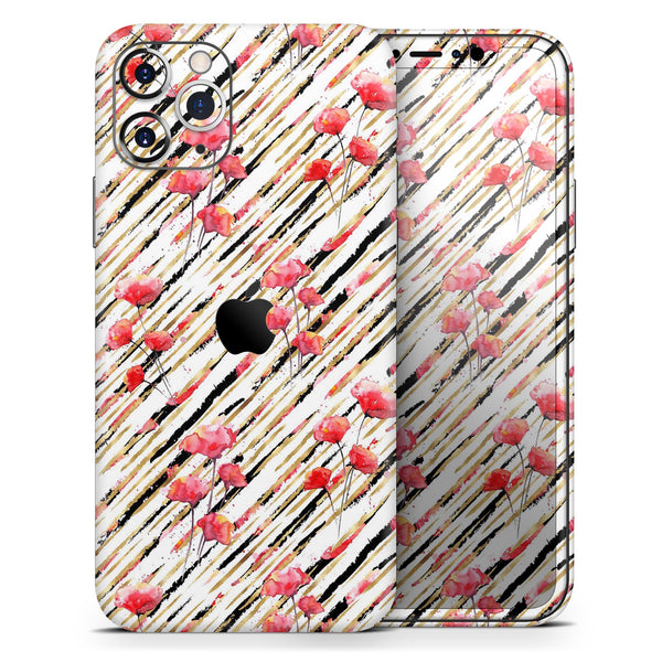Karamfila Watercolo Poppies V11 - Skin-Kit compatible with the Apple iPhone 12, 12 Pro Max, 12 Mini, 11 Pro or 11 Pro Max (All iPhones Available)