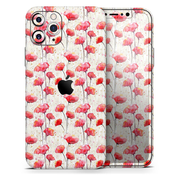 Karamfila Watercolo Poppies V14 - Skin-Kit compatible with the Apple iPhone 12, 12 Pro Max, 12 Mini, 11 Pro or 11 Pro Max (All iPhones Available)