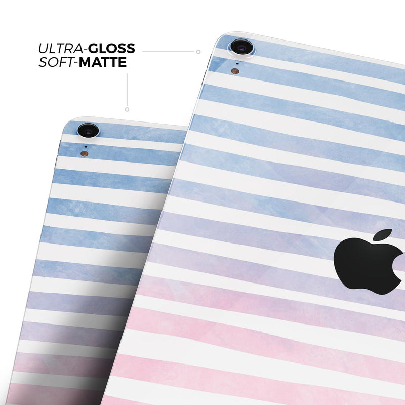 Pink to Blue WaterColor Ombre Stripes - Full Body Skin Decal for the Apple iPad Pro 12.9", 11", 10.5", 9.7", Air or Mini (All Models Available)