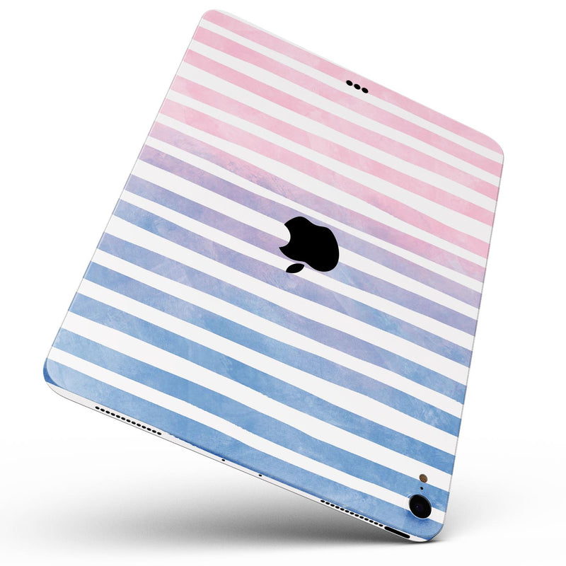 Pink to Blue WaterColor Ombre Stripes - Full Body Skin Decal for the Apple iPad Pro 12.9", 11", 10.5", 9.7", Air or Mini (All Models Available)