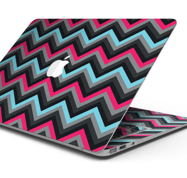 Sharp Pink & Teal Chevron Pattern - Skin Decal Wrap Kit Compatible with the Apple MacBook Pro, Pro with Touch Bar or Air (11", 12", 13", 15" & 16" - All Versions Available)