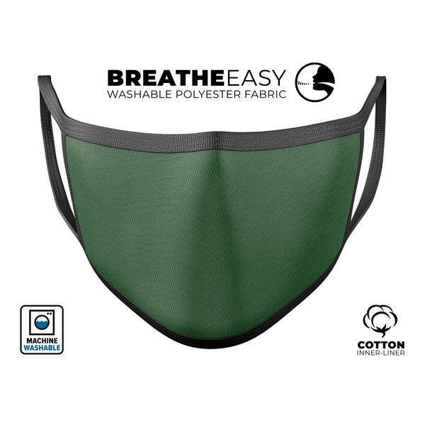 Solid Hunter Green - Made in USA Mouth Cover Unisex Anti-Dust Cotton Blend Reusable & Washable Face Mask with Adjustable Sizing for Adult or Child