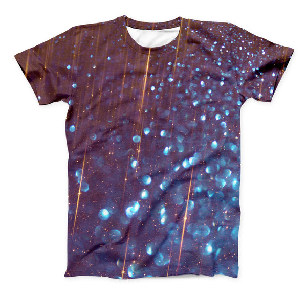 The Dark Radient Orbs of Blue with Streaks ink-Fuzed Unisex All Over Full-Printed Fitted Tee Shirt