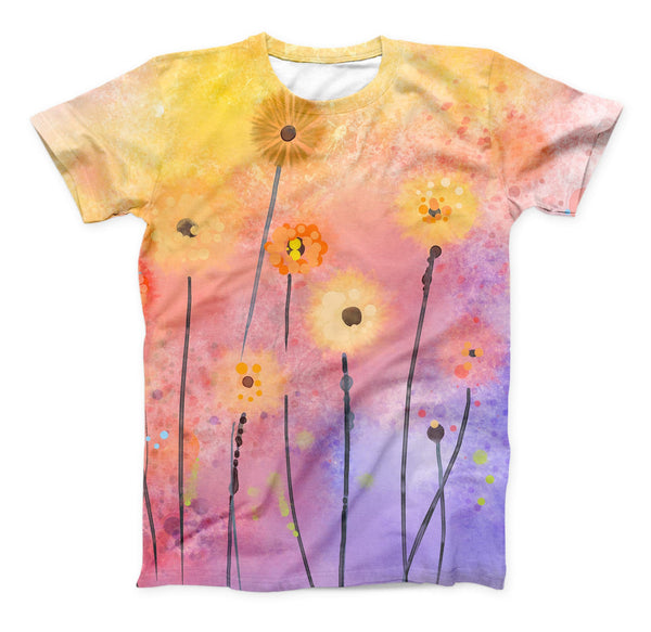 The Drizzle Watercolor Flowers V2 ink-Fuzed Unisex All Over Full-Printed Fitted Tee Shirt