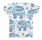 The Ethnic Navy Seamless Aztec Elephant ink-Fuzed Unisex All Over Full-Printed Fitted Tee Shirt