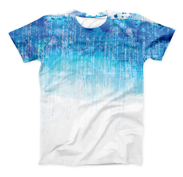 The Faded Blue Watercolor Strokes ink-Fuzed Unisex All Over Full-Printed Fitted Tee Shirt