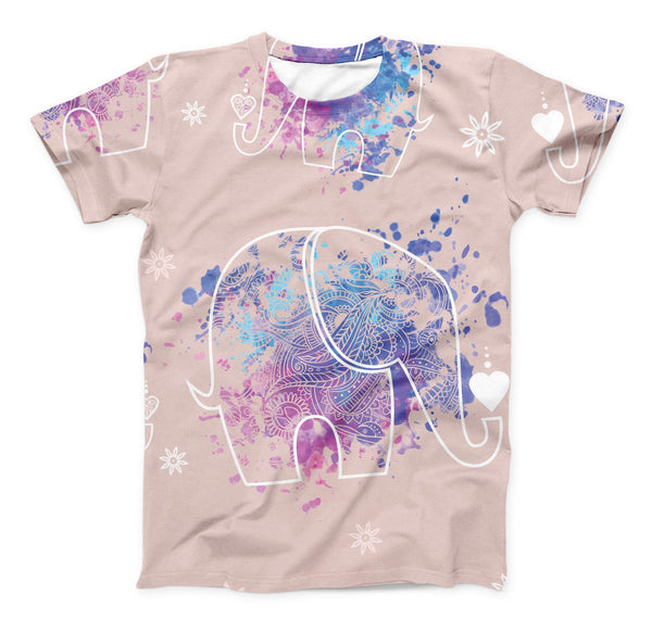 The Fun Sacred Elephants ink-Fuzed Unisex All Over Full-Printed Fitted Tee Shirt