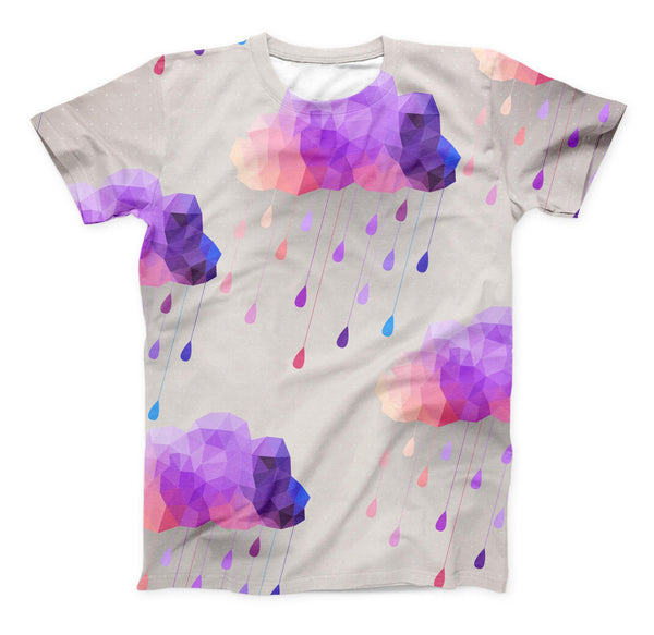 The Geometric Rain Clouds ink-Fuzed Unisex All Over Full-Printed Fitted Tee Shirt