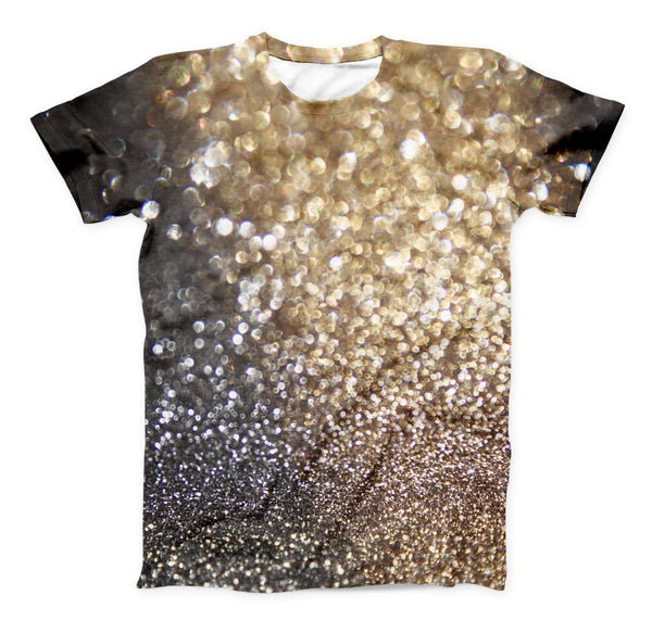 The Gold and Black Unfocused Glimmering RainFall ink-Fuzed Unisex All Over Full-Printed Fitted Tee Shirt