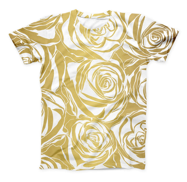 The Gold and White Roses ink-Fuzed Unisex All Over Full-Printed Fitted Tee Shirt