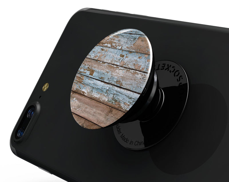 Wood Planks with Peeled Blue Paint - Skin Kit for PopSockets and other Smartphone Extendable Grips & Stands