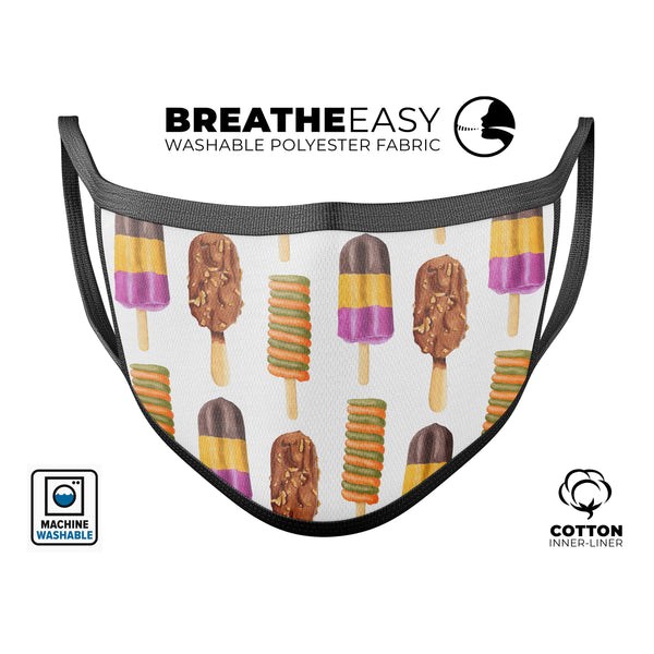 Yummy Galore Ice Cream Treats - Made in USA Mouth Cover Unisex Anti-Dust Cotton Blend Reusable & Washable Face Mask with Adjustable Sizing for Adult or Child