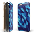 50 Shades of Blue Geometric Triangles iPhone 6/6s or 6/6s Plus 2-Piece Hybrid INK-Fuzed Case