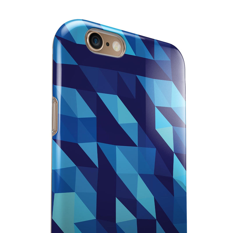 50 Shades of Blue Geometric Triangles iPhone 6/6s or 6/6s Plus 2-Piece Hybrid INK-Fuzed Case