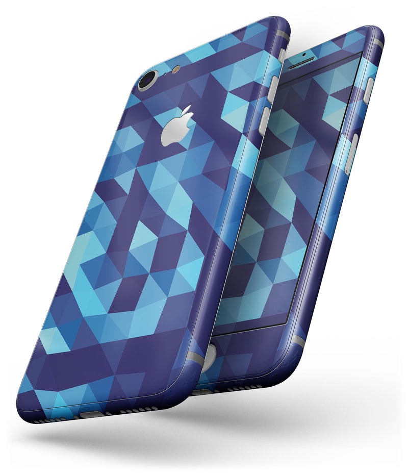 50 Shades of Blue Geometric Triangles - Skin-kit for the iPhone 8 or 8 Plus
