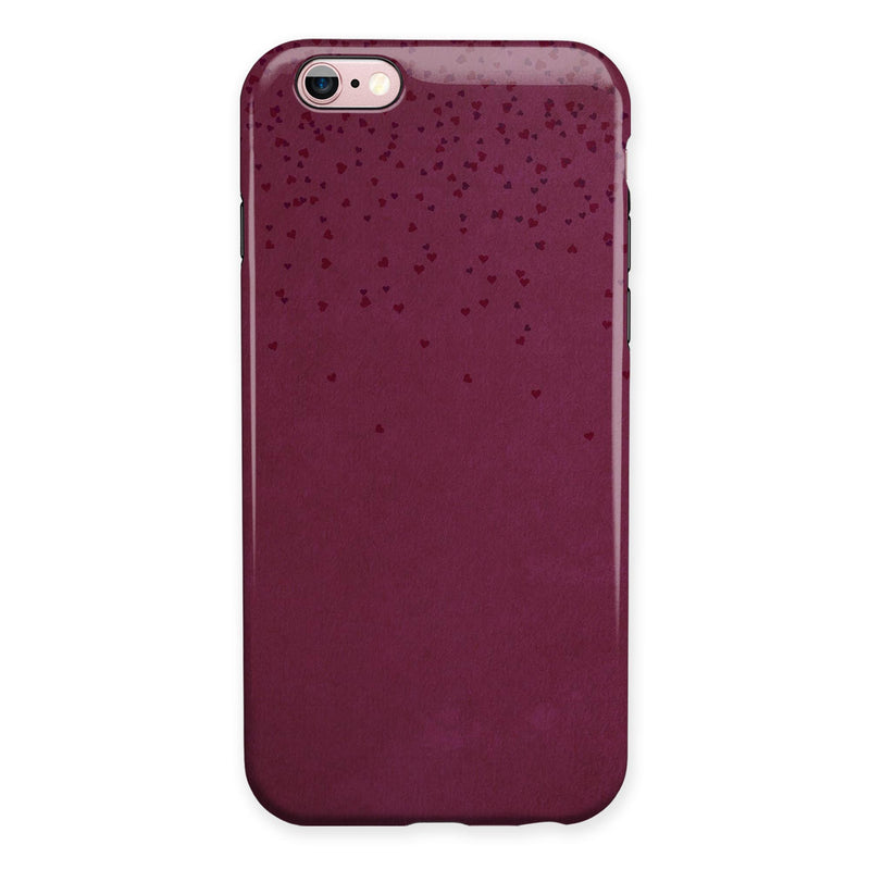50 Shades of Burgandy Micro Hearts iPhone 6/6s or 6/6s Plus 2-Piece Hybrid INK-Fuzed Case