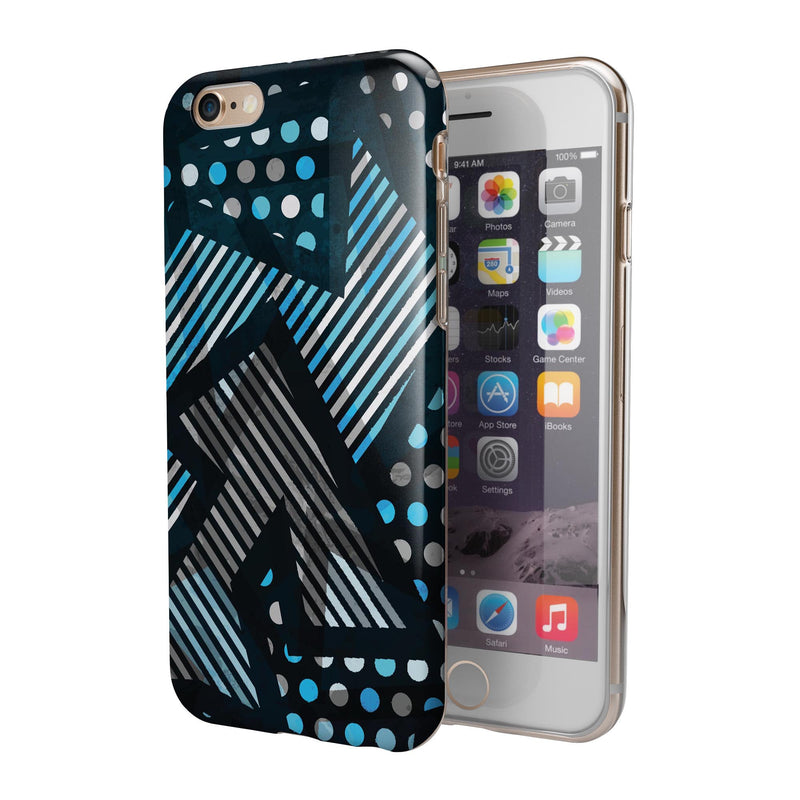 Abstract Black and Blue Overlap iPhone 6/6s or 6/6s Plus 2-Piece Hybrid INK-Fuzed Case