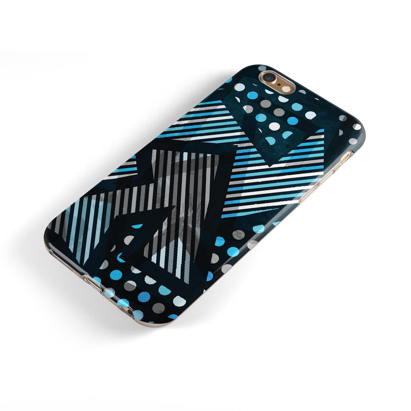 Abstract Black and Blue Overlap iPhone 6/6s or 6/6s Plus 2-Piece Hybrid INK-Fuzed Case