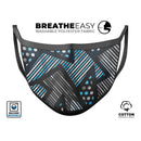 Abstract Black and Blue Overlap - Made in USA Mouth Cover Unisex Anti-Dust Cotton Blend Reusable & Washable Face Mask with Adjustable Sizing for Adult or Child