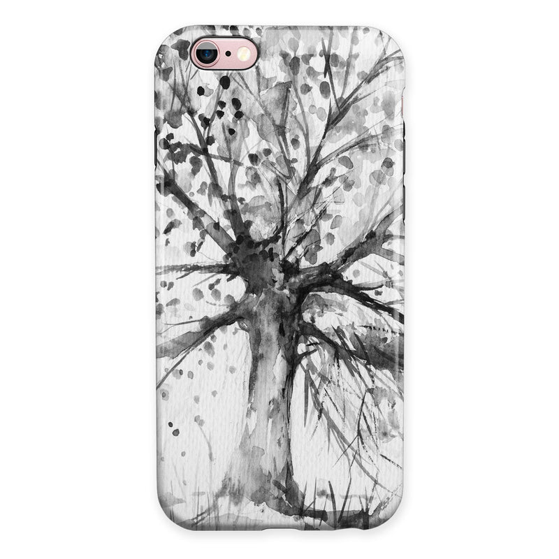 Abstract Black and White WaterColor Vivid Tree iPhone 6/6s or 6/6s Plus 2-Piece Hybrid INK-Fuzed Case