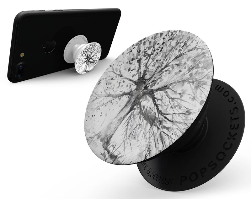 Abstract Black and White WaterColor Vivid Tree - Skin Kit for PopSockets and other Smartphone Extendable Grips & Stands