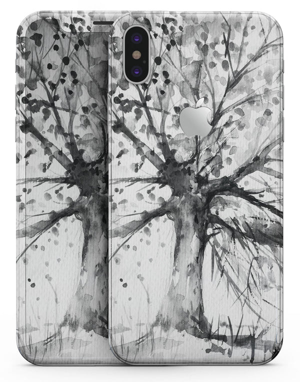 Abstract Black and White WaterColor Vivid Tree - iPhone X Skin-Kit