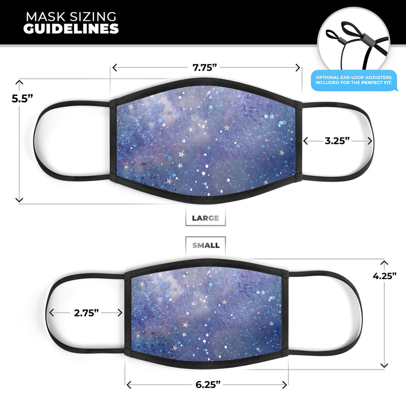 Abstract Blue Grungy Stars - Made in USA Mouth Cover Unisex Anti-Dust Cotton Blend Reusable & Washable Face Mask with Adjustable Sizing for Adult or Child