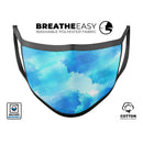 Abstract Blue Stroked Watercolour - Made in USA Mouth Cover Unisex Anti-Dust Cotton Blend Reusable & Washable Face Mask with Adjustable Sizing for Adult or Child