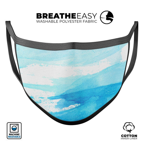 Abstract Blue Strokes - Made in USA Mouth Cover Unisex Anti-Dust Cotton Blend Reusable & Washable Face Mask with Adjustable Sizing for Adult or Child
