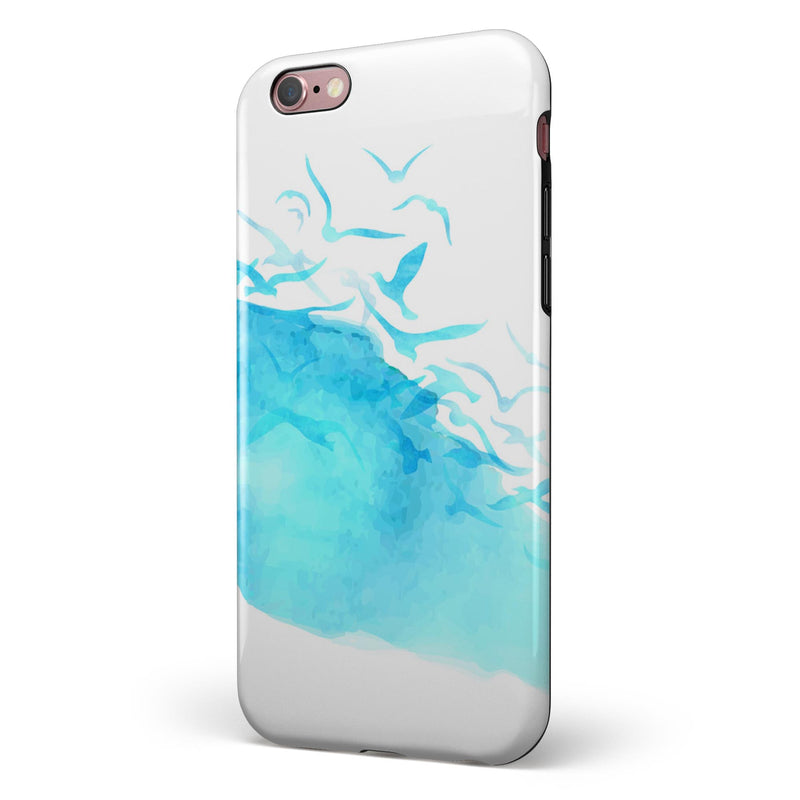 Abstract Blue Watercolor Seagull Swarm iPhone 6/6s or 6/6s Plus 2-Piece Hybrid INK-Fuzed Case