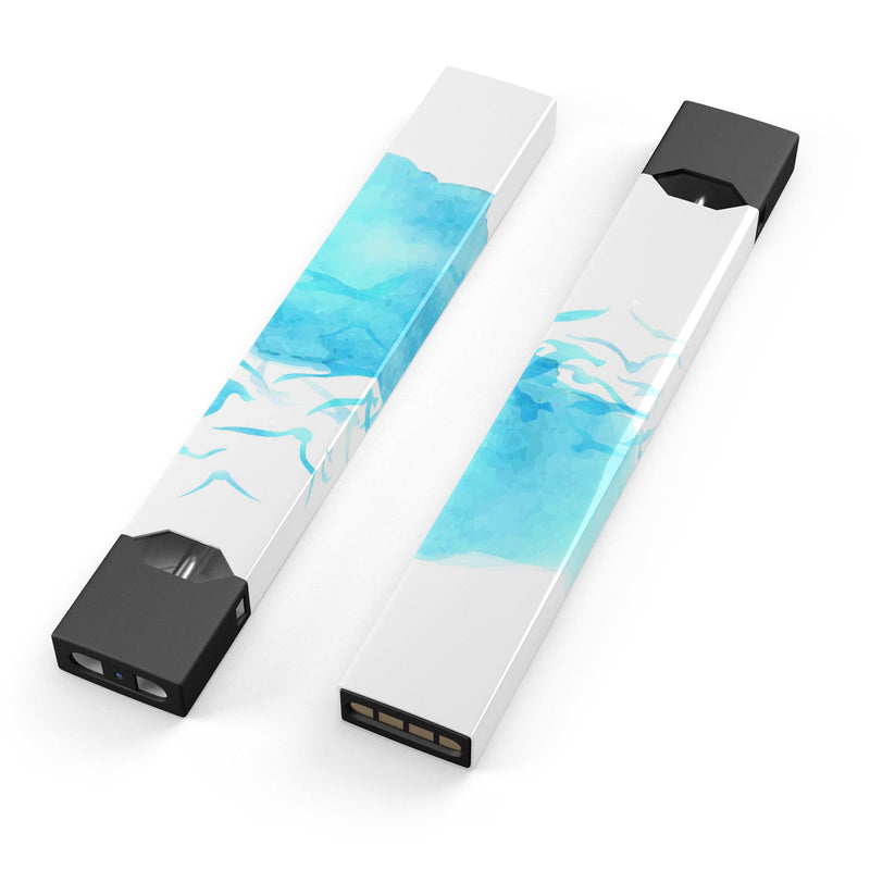 Abstract Blue Watercolor Seagull Swarm - Premium Decal Protective Skin-Wrap Sticker compatible with the Juul Labs vaping device