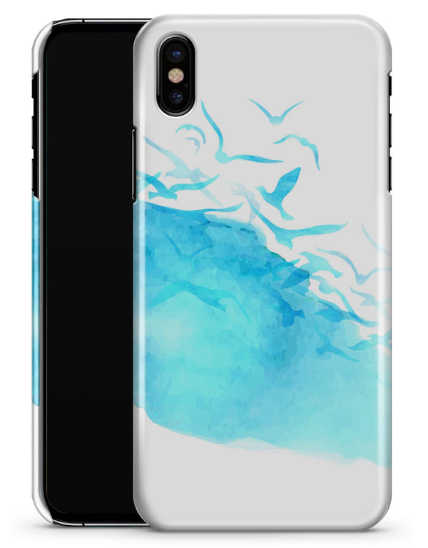 Abstract Blue Watercolor Seagull Swarm - iPhone X Clipit Case