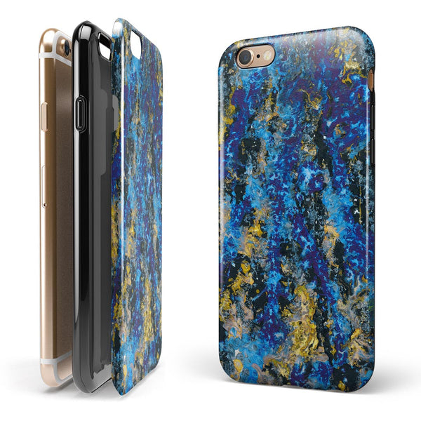 Abstract Blue Wet Paint iPhone 6/6s or 6/6s Plus 2-Piece Hybrid INK-Fuzed Case