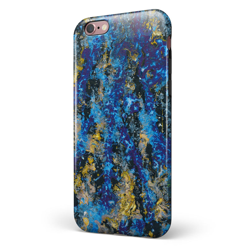 Abstract Blue Wet Paint iPhone 6/6s or 6/6s Plus 2-Piece Hybrid INK-Fuzed Case