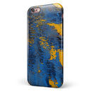 Abstract Blue and Gold Wet Paint iPhone 6/6s or 6/6s Plus 2-Piece Hybrid INK-Fuzed Case