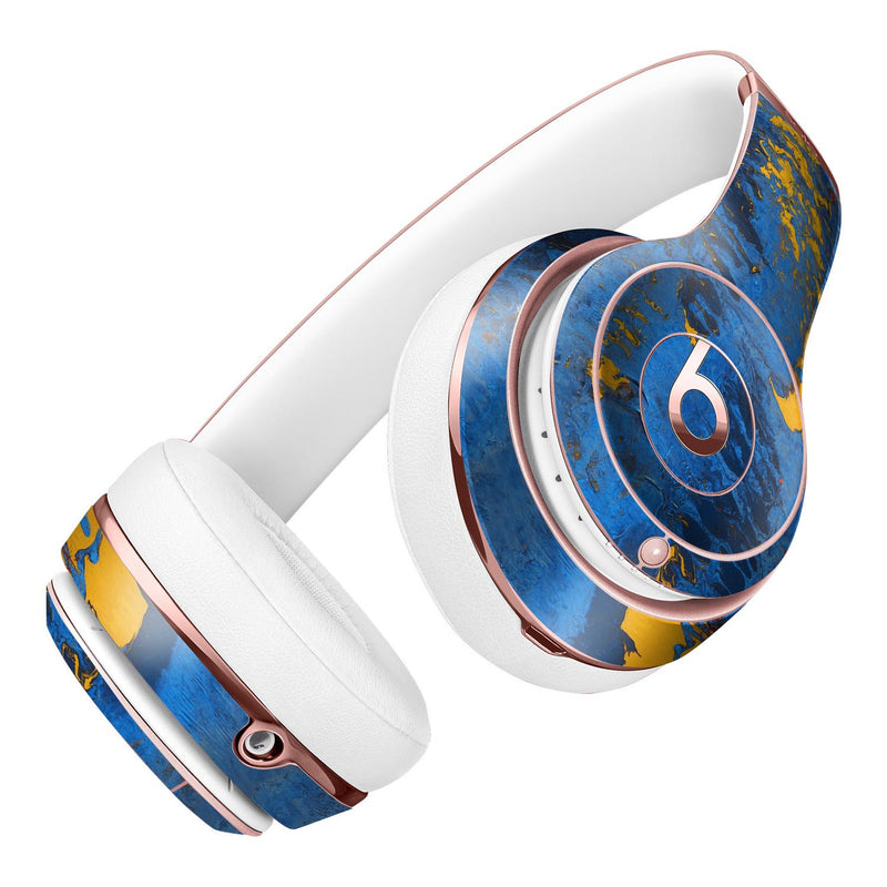 Abstract Blue and Gold Wet Paint Full-Body Skin Kit for the Beats by Dre Solo 3 Wireless Headphones