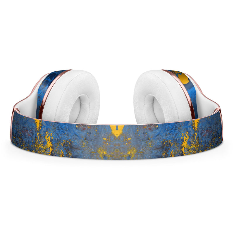 Abstract Blue and Gold Wet Paint Full-Body Skin Kit for the Beats by Dre Solo 3 Wireless Headphones