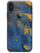 Abstract Blue and Gold Wet Paint - iPhone X Skin-Kit