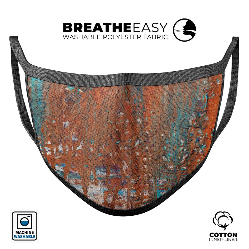Abstract Cracked Burnt Paint - Made in USA Mouth Cover Unisex Anti-Dust Cotton Blend Reusable & Washable Face Mask with Adjustable Sizing for Adult or Child