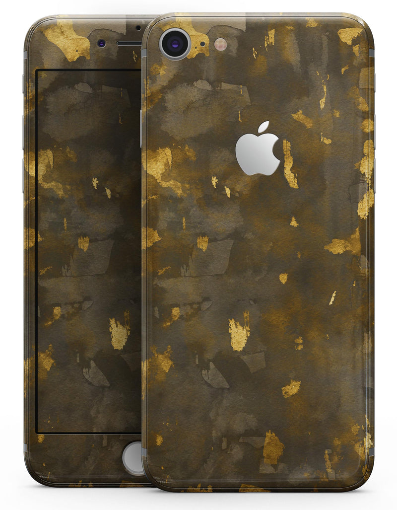Abstract Dark Gray and Golden Specks - Skin-kit for the iPhone 8 or 8 Plus