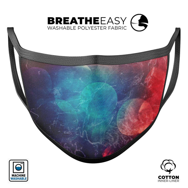 Abstract Fire & Ice V7 - Made in USA Mouth Cover Unisex Anti-Dust Cotton Blend Reusable & Washable Face Mask with Adjustable Sizing for Adult or Child