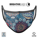 Abstract Floral V242 - Made in USA Mouth Cover Unisex Anti-Dust Cotton Blend Reusable & Washable Face Mask with Adjustable Sizing for Adult or Child