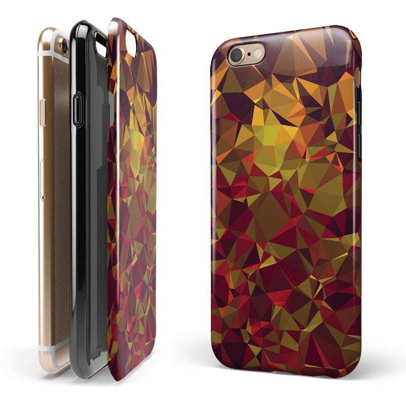 Abstract Geometric Lava Triangles iPhone 6/6s or 6/6s Plus 2-Piece Hybrid INK-Fuzed Case
