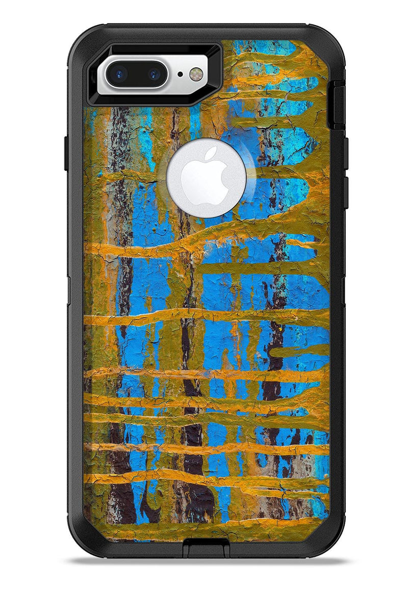 Abstract Gold and Teal Wet Paint - iPhone 7 or 7 Plus Commuter Case Skin Kit